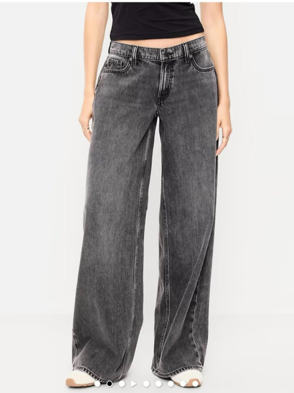 NWT Old Navy Low-Rise Baggy Wide-Leg Jeans Pebble 12P
